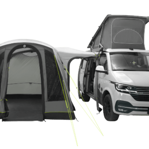 Wolfburg Air Busvorzelt am Fahrzeug angedockt